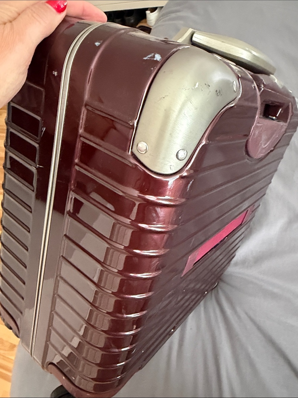 Rimowa Hardside Carry-On Luggage in Deep Burgundy with Gold Accents - Picture 6 of 10
